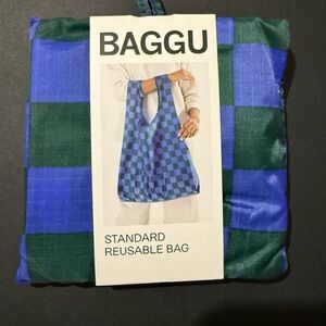 NWT BAGGU IRIS GREEN CHECK Standard Size Reusable Bag - Discontinued Pattern